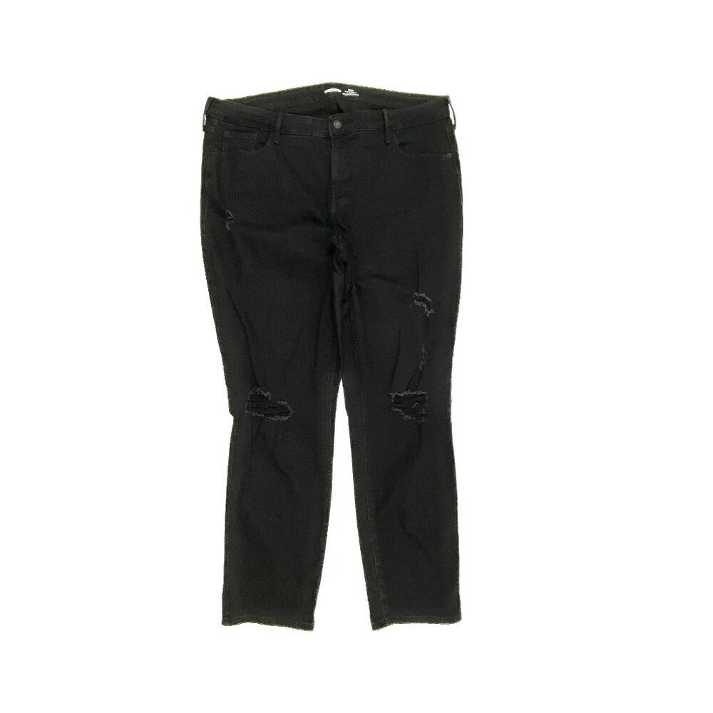 Old Navy‎ Power Slim Straight High Rise Distressed Women's size 16 Black Jeans